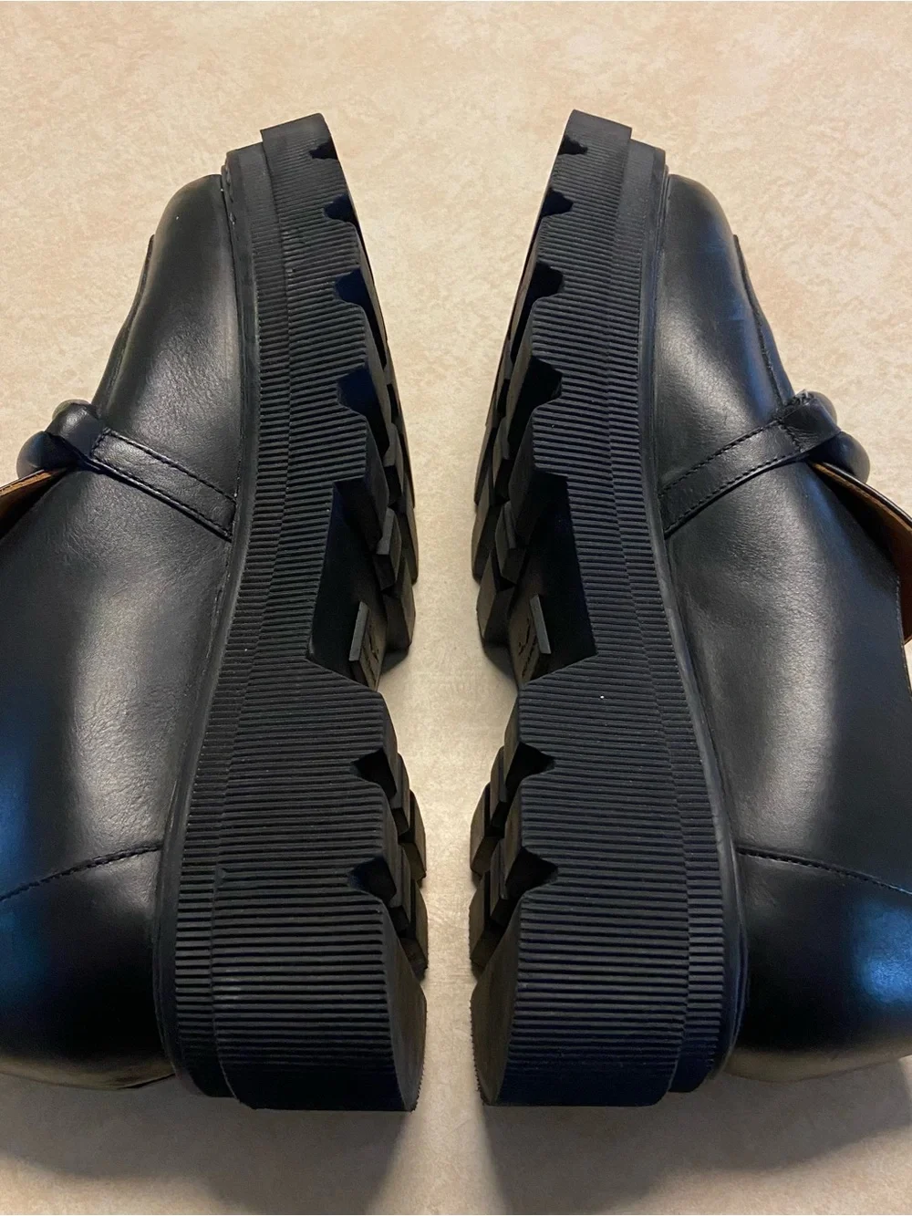 Voile Blanche Shoes Womens Size 39 (8.5) Leather Platform Loafers Black Elaiza